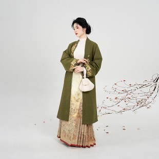织造司[梅窗百草]原创汉服绣花对襟外套明制妆花织金马面裙秋冬款