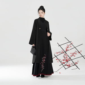 织造司[山茶雾]新中式毛呢大衣半高领打底衫改良背心马面连衣裙女