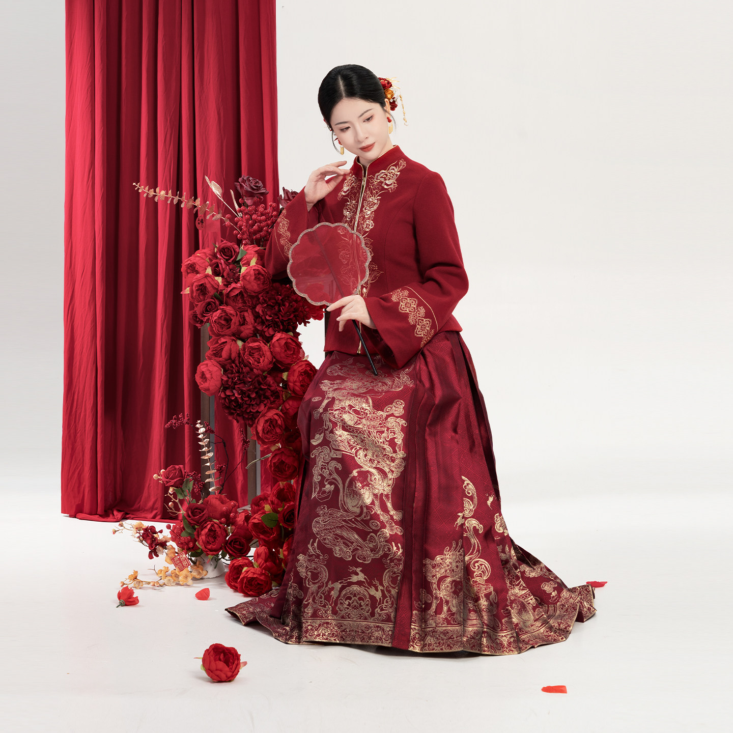 织造司[玉锦缘]新中式婚服新娘服订婚礼服敬酒服立领外套马面裙女,女装/女士精品,汉服套装,淘宝优惠券,粉丝福利购,淘宝优惠卷