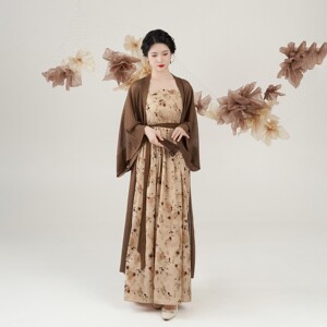 现货砚秋织造司原创宋制汉服长干寺针织外套中式吊带连衣裙两件套