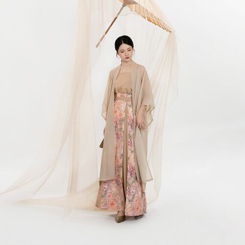 织造司[叙花时]原创宋制汉服仿麻长干寺吊带宋抹印花一片式三裥裙