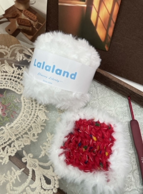 lalaland白色皮草线珊瑚绒水貂绒diy围巾帽子猫耳帽编织配线 50克