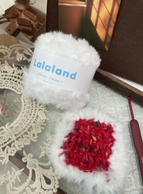 lalaland白色皮草线珊瑚绒水貂绒diy围巾帽子猫耳帽编织配线 50克