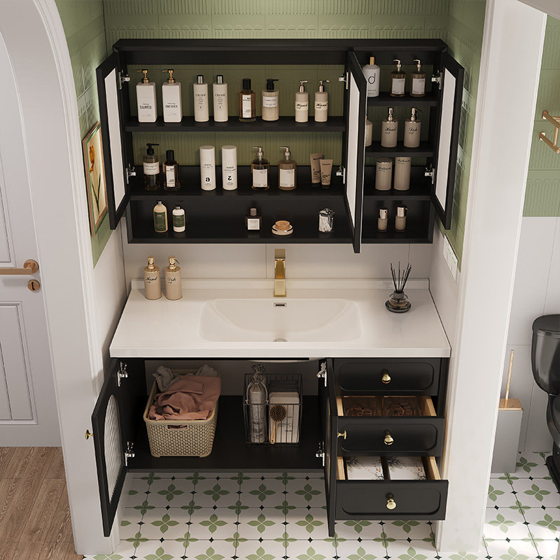 法式洗漱台陶瓷一体盆浴室柜橡木化妆室洗手盆柜组合洗脸盆柜组合