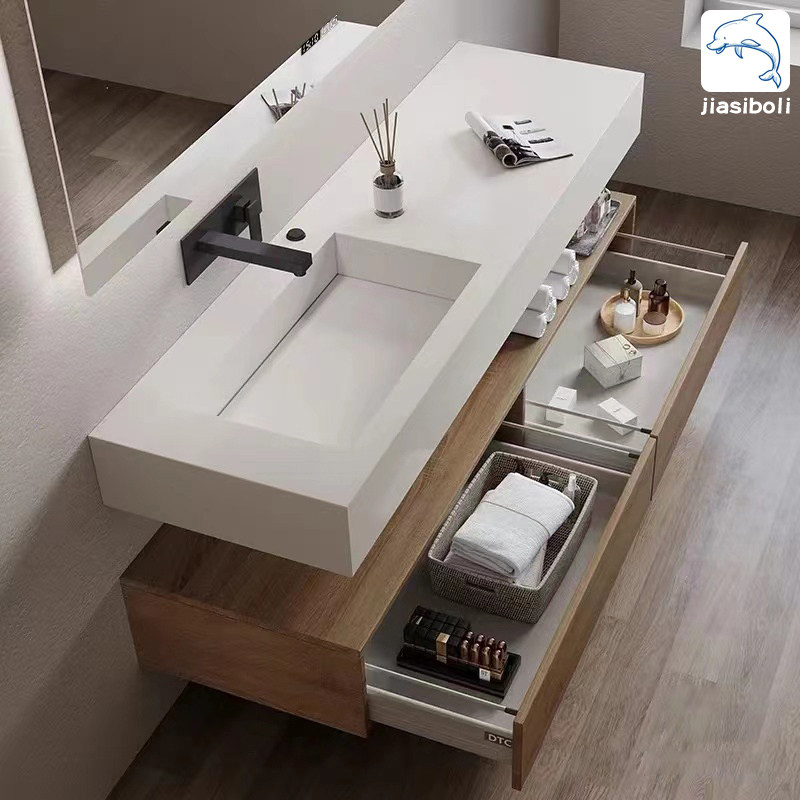 【高端设计师定制】岩板一体盆台面无缝连接陶瓷洗手盆轻奢胡桃色,家装主材,浴室柜组合,淘宝优惠券,粉丝福利购,淘宝优惠卷