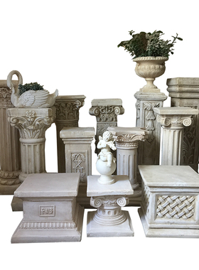 欧式罗马柱装饰摆件罗马柱花架花盆底座户外花园庭院装.饰婚庆路