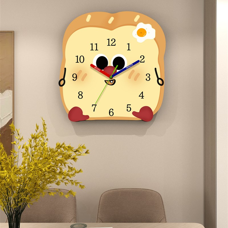 可爱的创意钟墙钟新家庭钟墙挂打D孔自由客厅无声摆动卡通石英钟