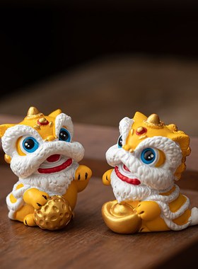 新中式国风招g财进宝石狮子桌面办公桌装饰摆件高级感小众生日礼