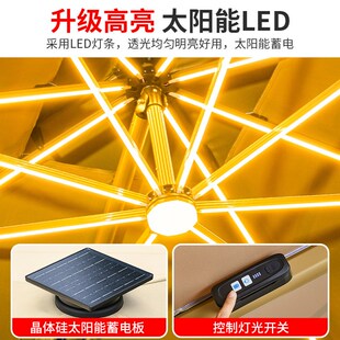 藤朝户外遮阳伞带灯伞庭院别墅花园灯带伞露台阳台室外防水防晒伞