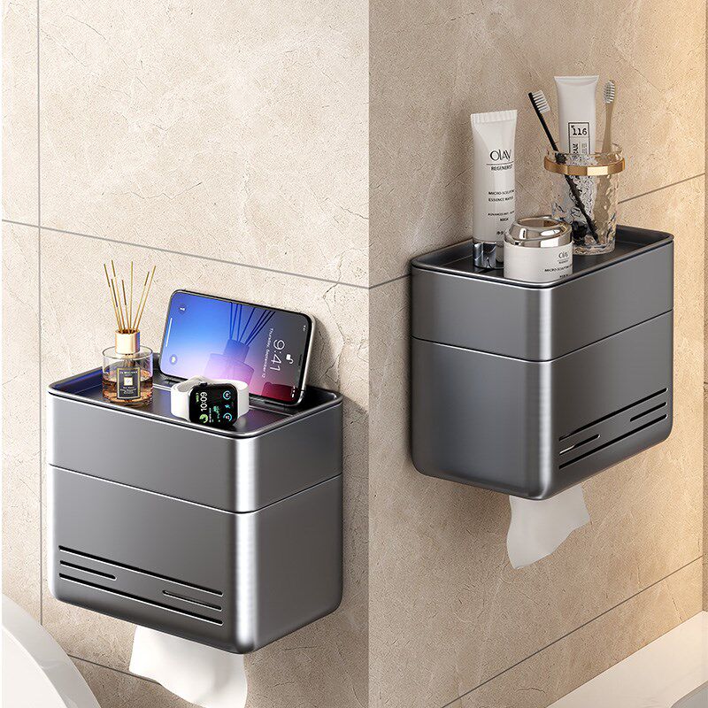 纸巾架浴室免打孔放手机卫生间厕所卫生纸架卷纸筒抽纸盒厕纸架子