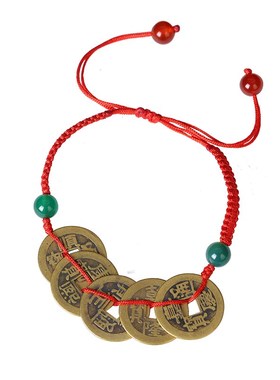 五帝钱手链男女款铜钱真品手链脚链宝宝随身携带顺U治乾隆手链挂