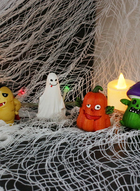 万圣节小怪物套四装饰插件摆件搞怪可爱幽灵南瓜节日礼品树脂工艺