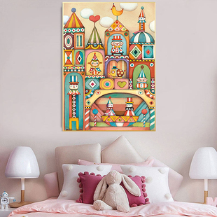 卡通城堡钻石画2021年新款小幅简单5d手工点贴钻十字绣卧室儿童房