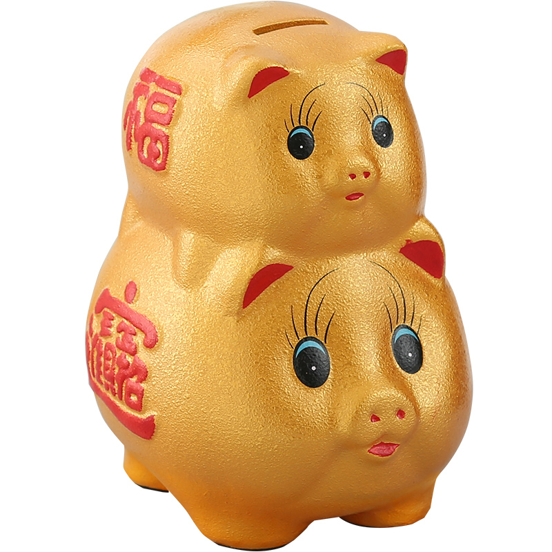 儿童存钱罐只进不出陶p瓷金猪储蓄罐大号钱罐大人用储钱罐2021新