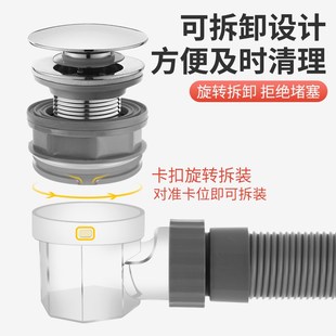 双面盆下水管二合一防臭管双槽台盆洗手盆脸盆加长防虫臭下水套装