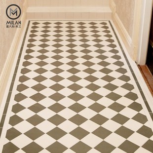 梅子青复古小花砖棋盘格子瓷砖厨房卫生间阳台花园餐厅商铺地砖