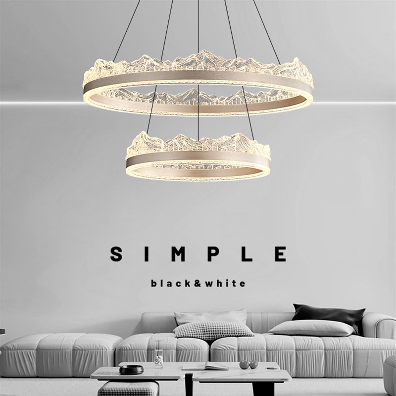 2025轻奢新款意式客厅餐厅吊灯雪山圆环航空铝材设计师大厅灯具