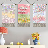 简约温馨油画挂画布艺卧室装 饰画儿童房挂布女孩宿舍挂毯定制画布