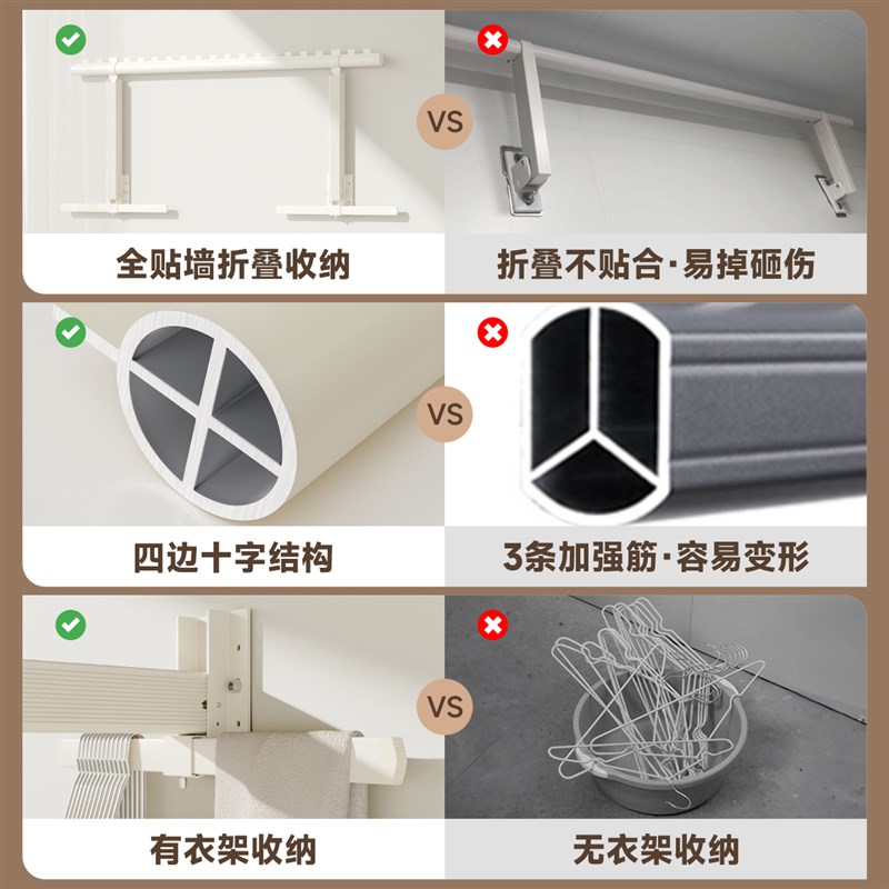 侧装晾衣架阳台固定式墙t上挂衣杆室内壁挂式防风侧边一根晾衣杆