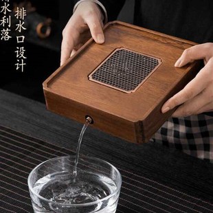 纯实木茶盘2025新款家用茶台小型长方形干泡台沥水茶托盘带排水管