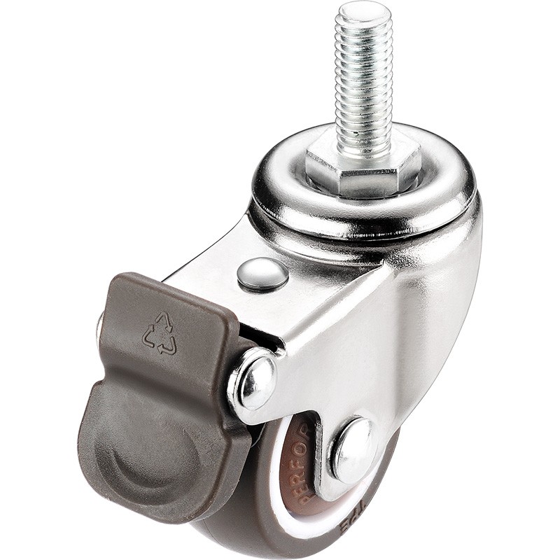 静音万向轮M6M8Mn10丝杆滚轮带刹车1寸螺丝滑轮转向轮脚轮万向轮