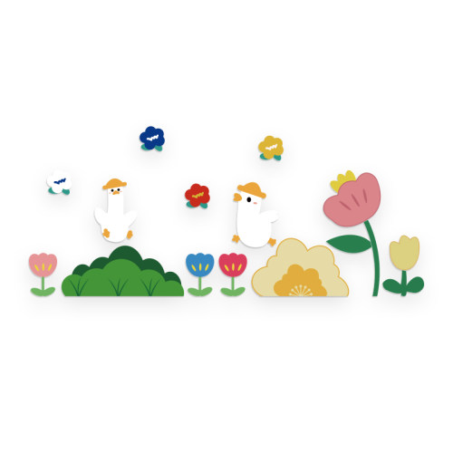 小黄鸭幼儿园环创主题文化墙面装B饰半成品贴大厅背景形象环境布