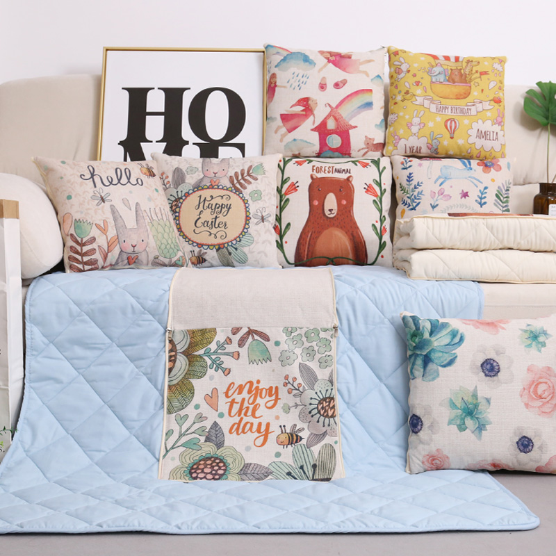 小清新办公室抱枕被子两用靠垫被汽车沙发靠枕头午U睡空调被小毯