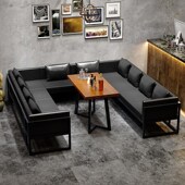 工业风酒吧沙发卡座音乐清吧v酒馆烧烤店西餐厅咖啡厅休闲桌椅组