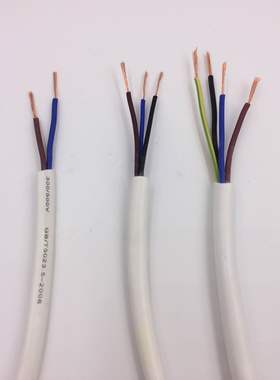 电线RVV2 3 4 5芯0.5/0.75/1F平白色圆形护套线空心型控制线信号