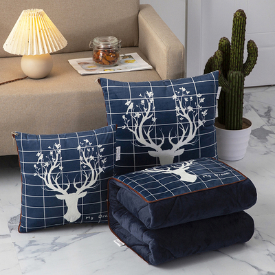 加厚抱枕被子两用珊瑚绒汽车靠垫被办公室多功能可折叠Z午休空调