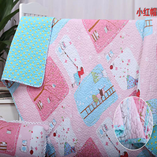 韩式青少年卡通全棉斜纹绗缝床盖幼儿H园盖被空调被儿童被午休被