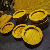 缅甸金丝楠木烟灰缸实木烟灰缸原木灭烟缸金丝S楠家用灭烟缸摆件