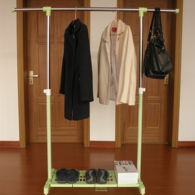 包邮 超粗加厚不k锈钢落地单杆晾衣架升降折叠伸缩晒衣架挂衣架