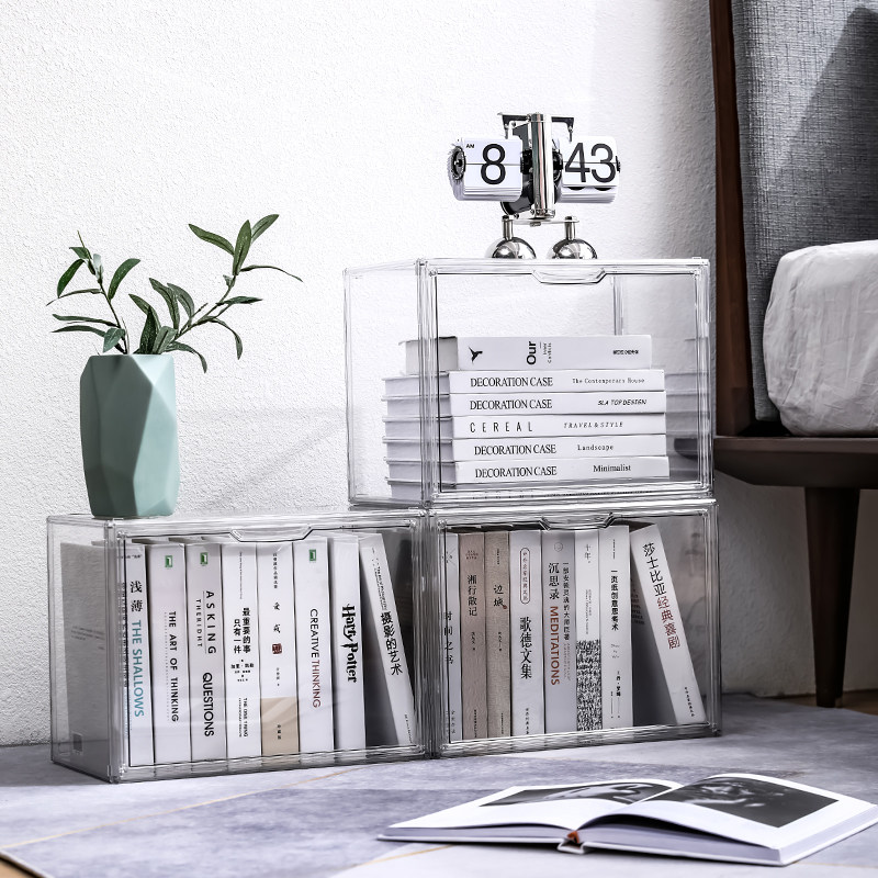 书本收纳盒大容量A4透明学生儿A童绘本书桌整理箱子书架书柜储物,收纳整理,收纳箱,淘宝优惠券,粉丝福利购,淘宝优惠卷