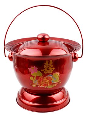 特厚不锈钢痰盂全红痰盂喜庆痰盂不锈钢色痰桶尿盆尿桶Z老人坐便