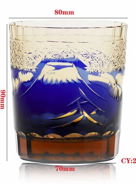 日式江户切子威士忌杯复古手作酒杯家用洋酒杯水晶玻璃.杯礼盒包