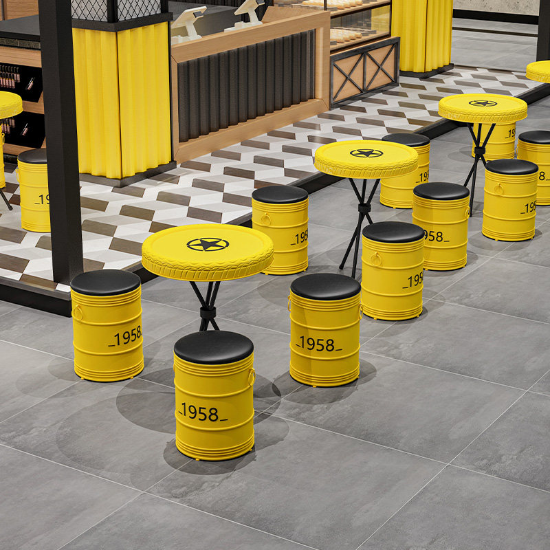 工业风复古奶茶店桌椅铁艺油桶沙发E圆凳轮胎创意洽谈卡座茶几组,商业/办公家具,卡座,淘宝优惠券,粉丝福利购,淘宝优惠卷