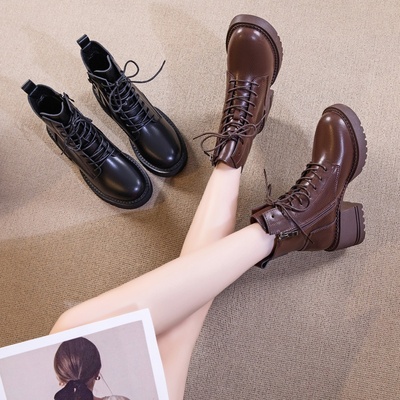 真皮厚底马丁靴女2025新款