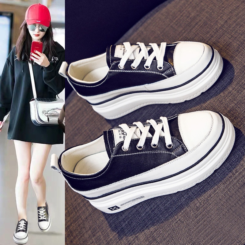 2025春新款厚底牛皮小白鞋