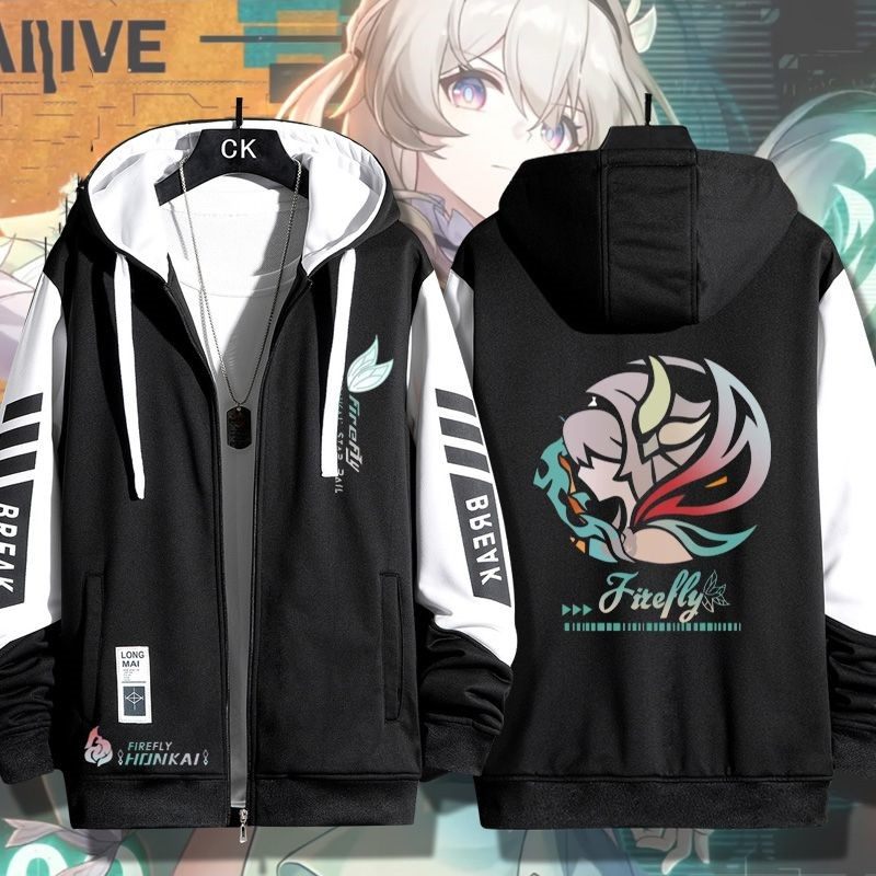 崩坏星穹铁道青少年流萤开衫卫衣秋冬薄款加绒二次元连帽外套上衣