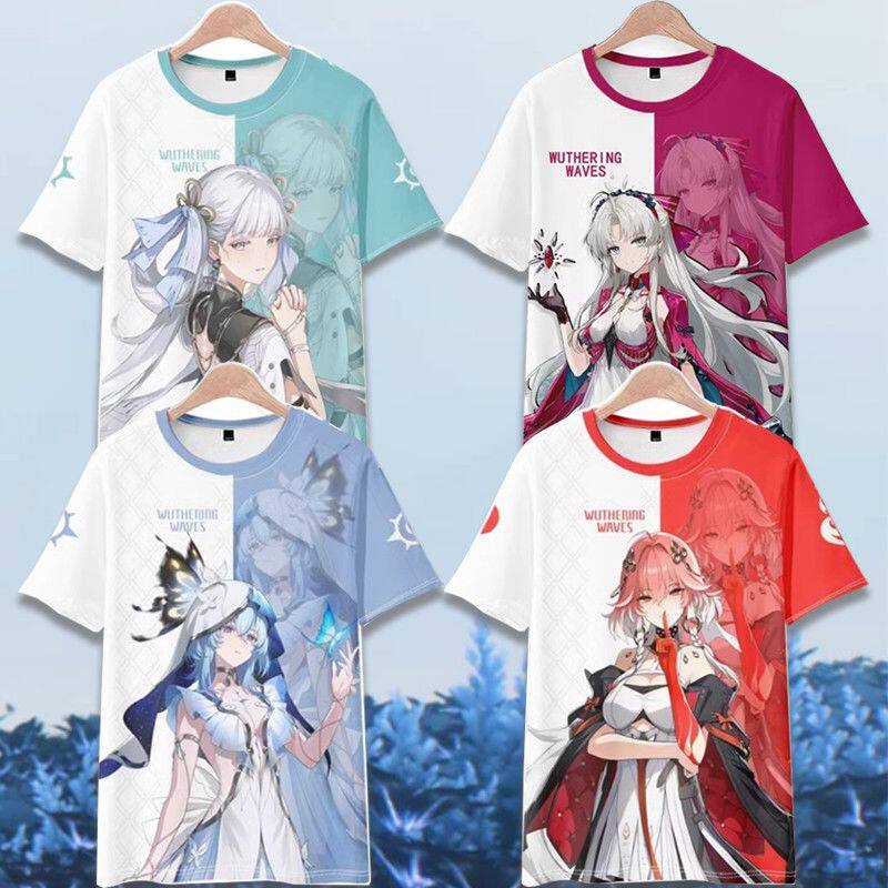 鸣潮周边男女T恤卡提希娅守岸人痛衣夏季男士3d长离忌炎短袖上衣