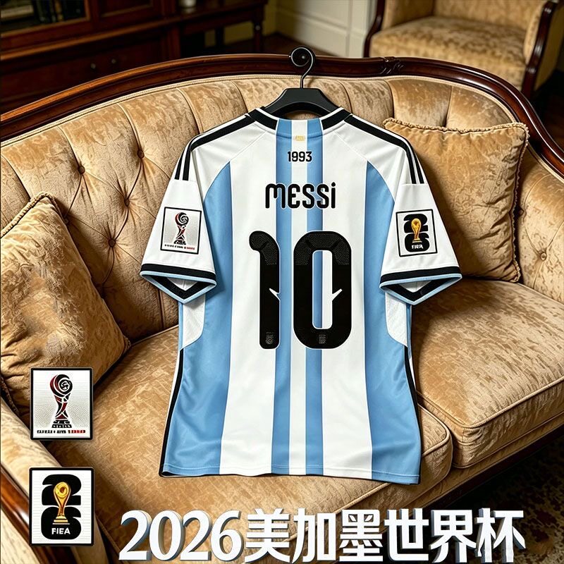 世界杯阿根廷队员梅西刺绣球衣夏