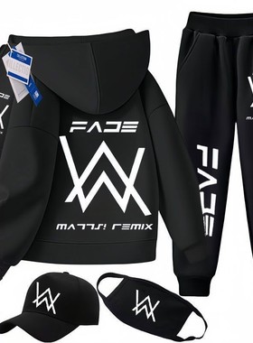 嘉豪同款战衣外套Alan Walker艾伦沃克中大童连帽卫衣男加绒长款