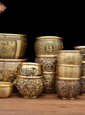 0宏达 黄铜拉丝工艺 百福铜缸 家居创意礼品摆件