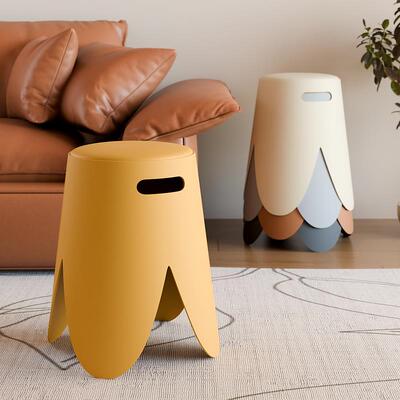 新疆包邮花瓣凳子塑料圆凳加厚可叠放家用板凳软包结实椅子结实耐