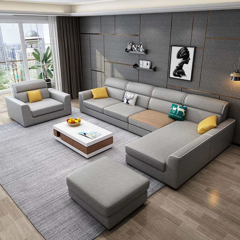布艺沙发北欧现代简约科技布客厅中小户型直排三人位转角贵妃组合