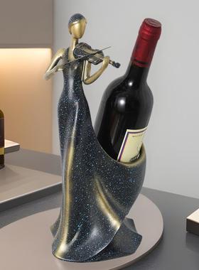0创意高档客厅红酒架小提琴摆件家居玄关酒柜装饰品餐桌电视柜摆