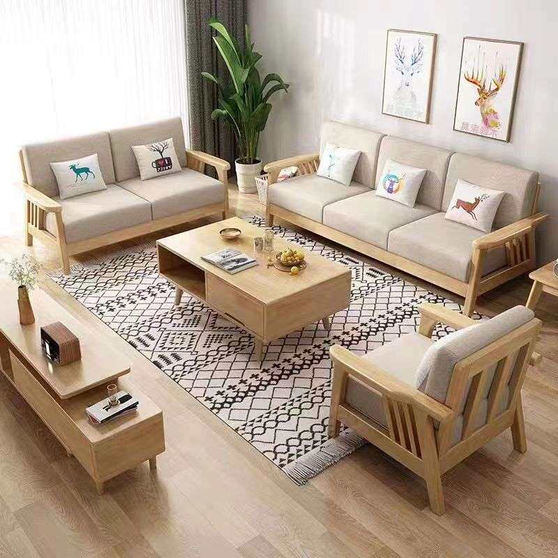 北欧全实木沙发现代简约贵妃布艺转角沙发小户型冬夏两用客厅家具