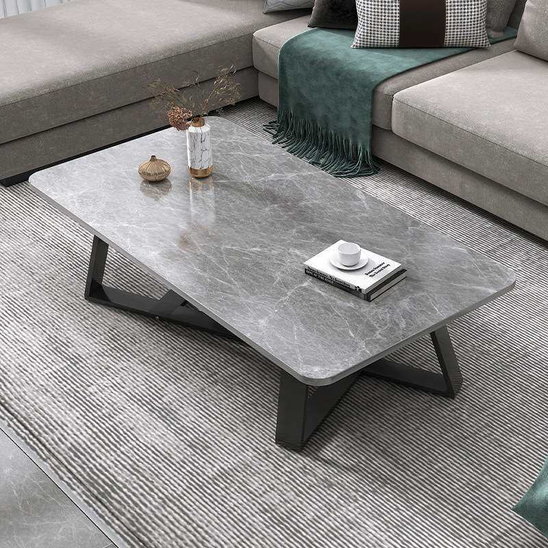 茶几客厅家用现代简约办公室沙发茶几桌轻奢简易小户型岩板色茶几