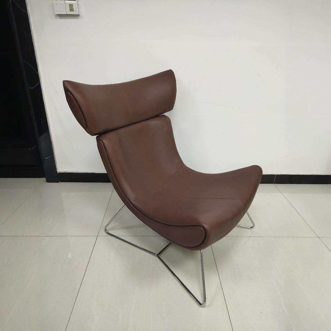 北欧单人沙发椅纳帕真皮伊莫拉蜗牛椅现代简约轻奢休闲旋转老虎椅